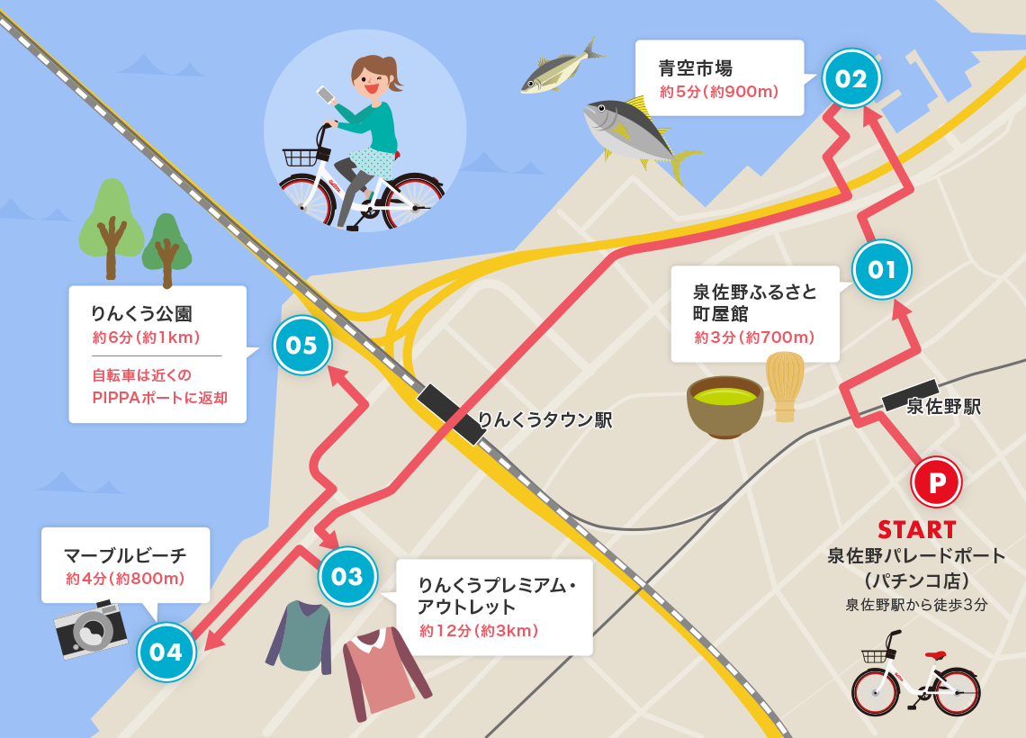 泉佐野市PiPPAサイクルマップ